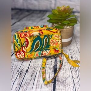 Vera Bradley wallet Wristlet ID pocket yellow paisley